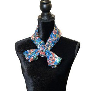 Unbranded Scarf Womens Long Rectangle Blue Pink Semi Sheer Floral Wrap
